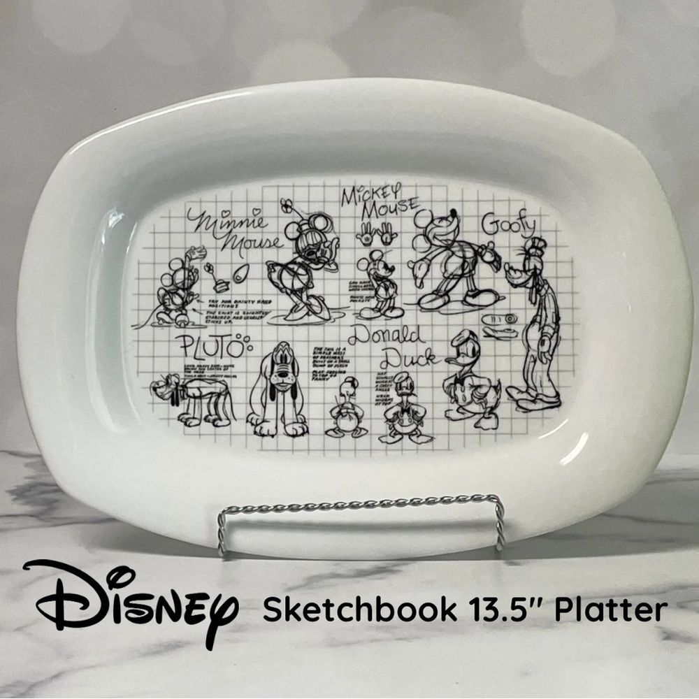 Disney Sketchbook 13.5" Ceramic Serving Platter – Classic Character Art